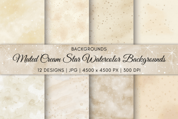 Download Muted Cream Star Watercolor Backgrounds - Cream Collection
